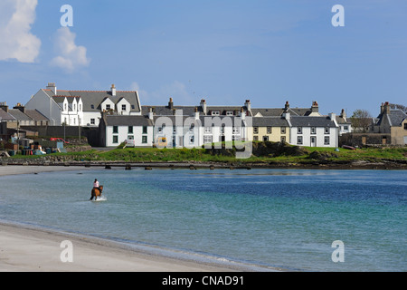 Royaume-uni, Ecosse, Hébrides intérieures, l'île d'Islay, équitation à Port Ellen Banque D'Images
