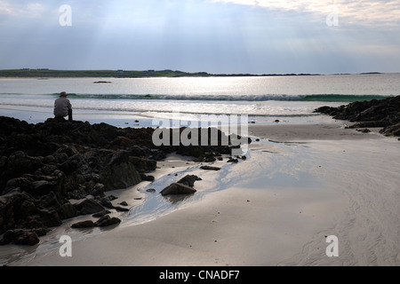 Royaume-uni, Ecosse, Hébrides intérieures, à l'île de Tiree, Balephetrish Bay Beach Banque D'Images