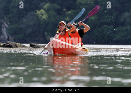 La France, Finistère, promenade en kayak sur l'Odet (club de kayak de Quimper) Banque D'Images