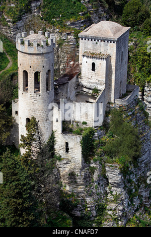 Toretta di Pepoli, le château Tour Pepoli dans Erice, Sicile, Italie Banque D'Images