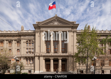 Bâtiment de la Cour suprême chilienne ; Palais de Justice ; tribunales de justicia, à Santiago de Chile Banque D'Images