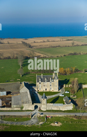 France, Calvados, Saint Pierre du Mont, Manor (vue aérienne) Banque D'Images