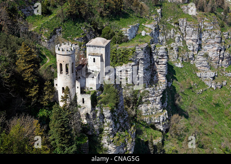 Toretta di Pepoli, le château Tour Pepoli dans Erice, Sicile, Italie Banque D'Images