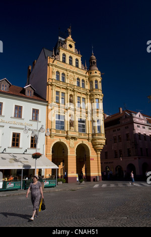 République tchèque, Ceske Budejovice, Bohême du Sud, Premysl Otakar II, la place principale Banque D'Images