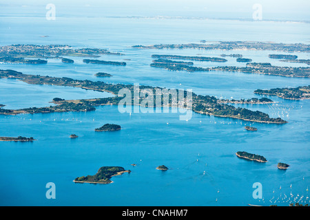 France, Morbihan, Golfe du Morbihan, l'Ile aux Moines (vue aérienne) Banque D'Images