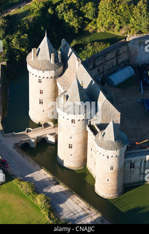 France, Morbihan, presqu'île de Rhuys, Sarzeau, Le Château de Suscinio (vue aérienne) Banque D'Images