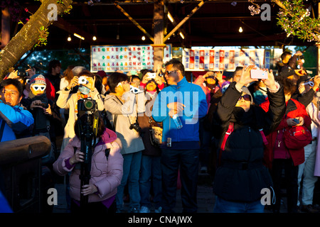 Les touristes en observant le lever du soleil sur la montagne de jade ou Yushan à Chushan 34 Tongzhan ou près de Alishan Taiwan. JMH5929 Banque D'Images