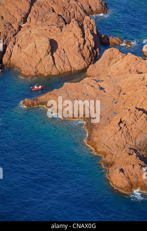 La France, Var, l'Estérel, Saint Raphael, hameau d'Agay, Cap Dramont (vue aérienne) Banque D'Images