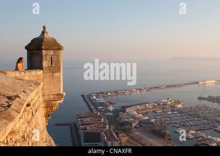 Woman admiring View from Castle Banque D'Images