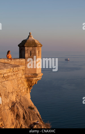 Woman admiring View from Castle Banque D'Images