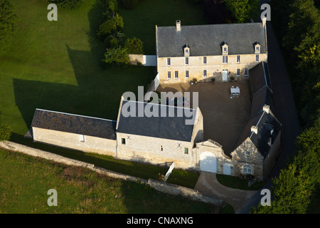 France, Calvados, Ver sur Mer manoir (vue aérienne) Banque D'Images