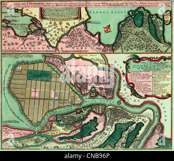 Plan de Saint-Pétersbourg, en Russie, vers 1703 Banque D'Images