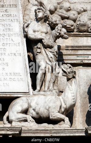 L'Italie, Vénétie, Venise, inscrite au Patrimoine Mondial de l'UNESCO, district de San Marco, détail de façade de l'église San Moise Banque D'Images