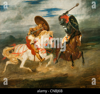 Combat de Chevaliers dans la campagne - chevaliers dans la bataille de la campagne de Ferdinand Victor Eugène Delacroix 1798 - 1863 France Banque D'Images