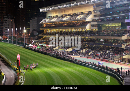 Vue de la Happy Valley horse race track, Hong Kong, Chine Banque D'Images