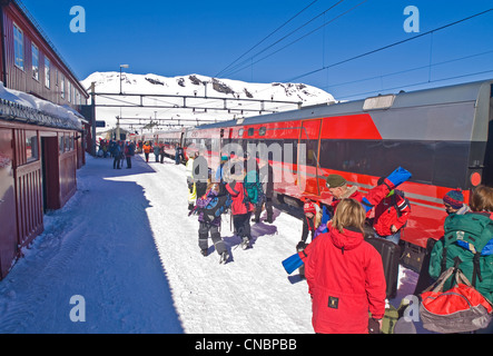 La gare de Finse sur le plateau de Hardanger en Norvège, d'Oslo à Bergen railway Banque D'Images