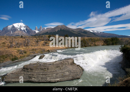 Cascades Rio Paine Paine Parc National Torres del Paine Patagonie Chili Banque D'Images