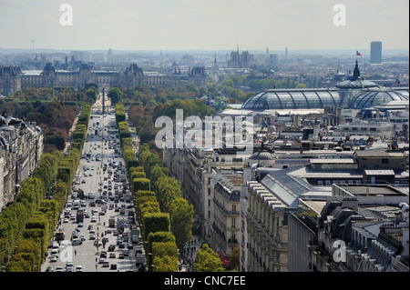 France, Paris, l'axe royal de la Concorde à la défense vu du haut de l'Arc de Triomphe Banque D'Images