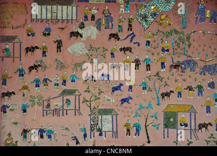 Mosaïques sur chapelle rouge, Wat Xieng Thong (Temple de la ville d'Or), Khem Khong, Luang Prabang, Laos, Luang Prabang Province Banque D'Images