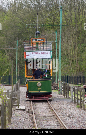 Tram, prises sur le Black Country Museum, Dudley, West Midlands, Royaume-Uni Banque D'Images