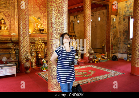 Temple Hall bouddhiste, Temple Wat pra Sing, Chiang Mai, Thaïlande Banque D'Images