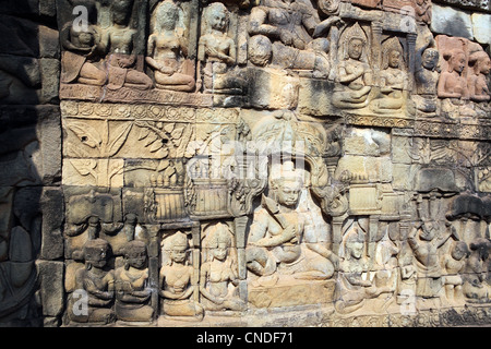 La terrasse du Roi Lépreux à Angkor Thom. Angkor, Siem Reap, Cambodge, Asie du Sud, Asie Banque D'Images