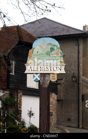 Alfriston panneau du village dans l'East Sussex UK Banque D'Images