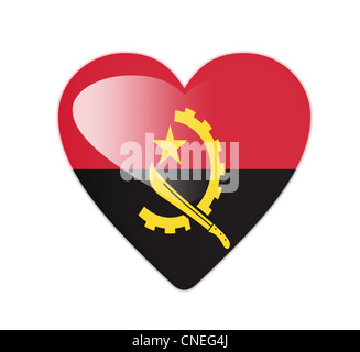 L'Angola drapeau en forme de coeur 3D Banque D'Images