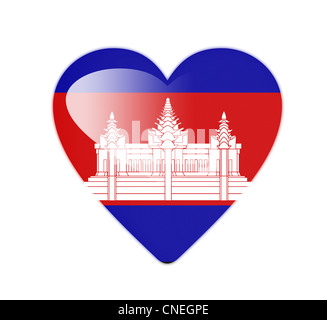 Cambodge drapeau en forme de coeur 3D Banque D'Images