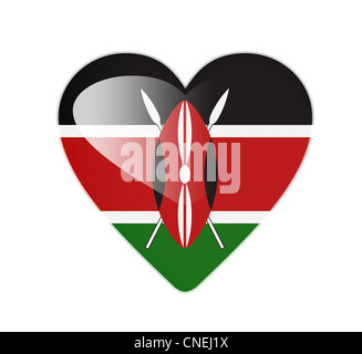 Kenya drapeau en forme de coeur 3D Banque D'Images