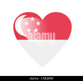 Singapour drapeau en forme de coeur 3D Banque D'Images