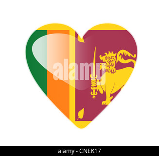 Sri Lanka drapeau en forme de coeur 3D Banque D'Images