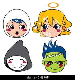 Ensemble de quatre masques pour halloween monster Banque D'Images