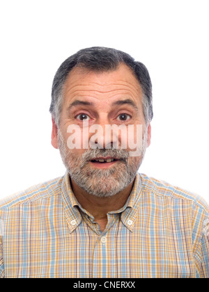Portrait d'un homme d'âge moyen surpris avec barbe Banque D'Images