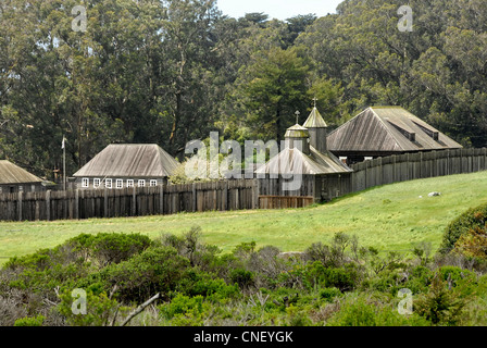 Fédération de Fort Ross sur la Sonoma Coast de Californie du Nord. En 2012, 200 ans de présence russe en Californie. Banque D'Images