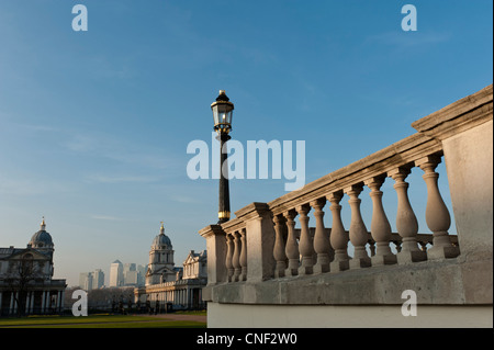 Old Royal Naval College vue depuis les marches de la Maison de la Reine. Greenwich London UK Banque D'Images