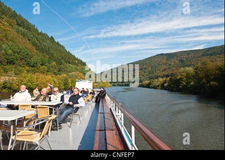 Croisière sur le Neckar, Allemagne. Banque D'Images