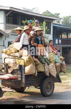 Le transport rural. Au sud de Lashio près de Naung Lun, Lashio, Birmanie. Myanmar Banque D'Images