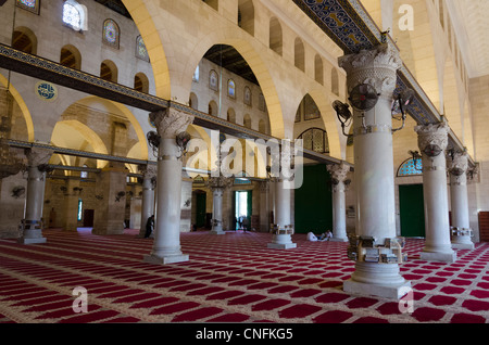 Intérieur de la mosquée Al Aqsa. esplanade des mosquées. Vieille ville de Jérusalem. Israël Banque D'Images