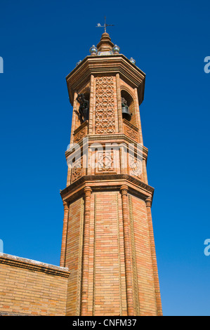 Capilla del Carmen détails tour de l'horloge de l'église quartier Triana de Séville Andalousie Espagne Banque D'Images