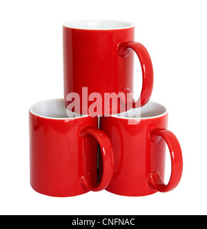Tasses rouge isolé sur fond blanc Banque D'Images