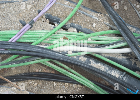 Site de construction pour l'installation d'un câble à fibre optique Banque D'Images