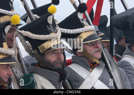 Les troupes autrichiennes. Reconstitution de la bataille d'Austerlitz (1805) à la colline de Santon près du village de Tvarozna, République tchèque. Banque D'Images