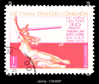 Timbre-poste du Vietnam émis pour le 30 ème anniversaire de l'Pologne. Banque D'Images