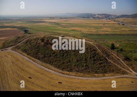 Photographie aérienne du site archéologique de Tel Kashish daté du début de l'âge bronge âge persan Banque D'Images