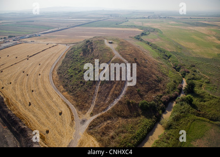 Photographie aérienne du site archéologique de Tel Kashish daté du début de l'âge bronge âge persan Banque D'Images