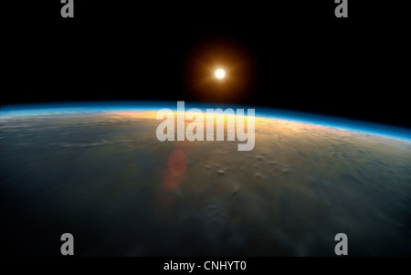 Le lever du soleil sur la planète terre Banque D'Images