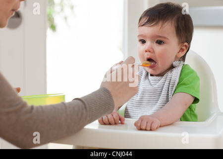 Nourrir bébé mère fils Banque D'Images