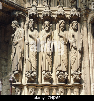 La Cathédrale de Rouen Normandie sculptures de saints Banque D'Images