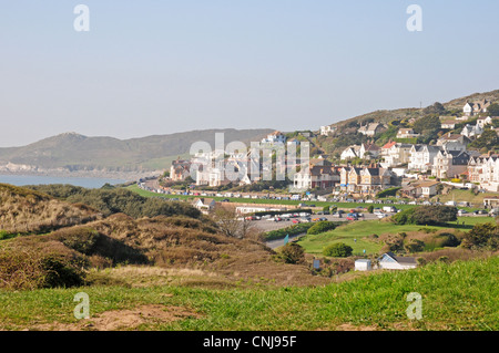 Woolacombe des dunes. Jour brumeux. Banque D'Images